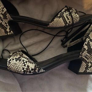 Worthington Snakeskin Black and Cream Heels